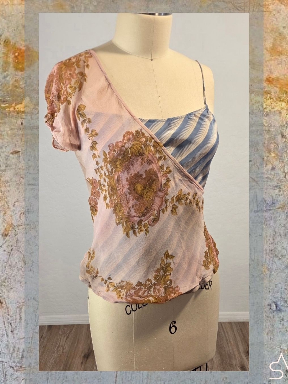 Plenty Tracy Reese Spring '04 Whimsigoth Americana Draped Silk Top Size 8